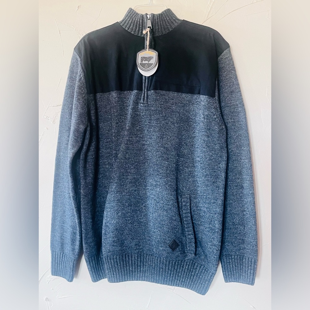 STS Ranchwear Men's Alamo Charcoal and Black Zip-Up Sweater western size large